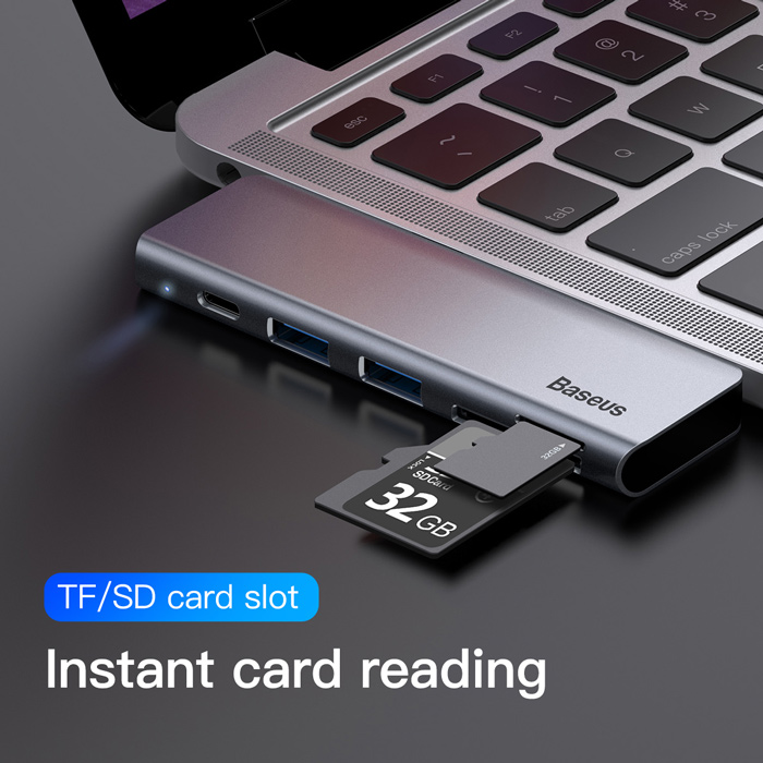 BASEUS USB Type-C hub CAHUB-K0G, 2x USB 3.0, Type-C, SD/Micro SD, γκρι | eLabstore.gr BASEUS USB Type-C hub CAHUB-K0G, 2x USB 3.0, Type-C, SD/Micro SD, γκρι | Συνοδευτικά PC | elabstore.gr