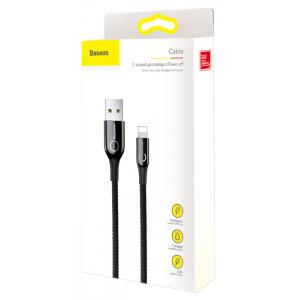 BASEUS καλώδιο USB σε Lightning CALCD-01, LED, 2.4A, 1m, μαύρο | Αξεσουάρ κινητών | elabstore.gr