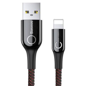 BASEUS καλώδιο USB σε Lightning CALCD-01, LED, 2.4A, 1m, μαύρο | Αξεσουάρ κινητών | elabstore.gr