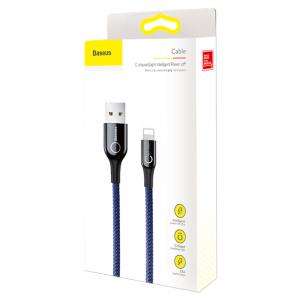 BASEUS καλώδιο USB σε Lightning CALCD-03, LED, 2.4A, 1m, μπλε | Αξεσουάρ κινητών | elabstore.gr