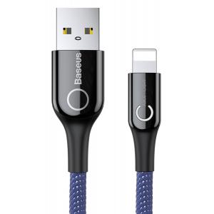 BASEUS καλώδιο USB σε Lightning CALCD-03, LED, 2.4A, 1m, μπλε | Αξεσουάρ κινητών | elabstore.gr