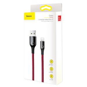 BASEUS καλώδιο USB σε Lightning CALCD-09, LED, 2.4A, 1m, κόκκινο | Αξεσουάρ κινητών | elabstore.gr
