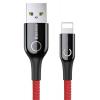 BASEUS καλώδιο USB σε Lightning CALCD-09, LED, 2.4A, 1m, κόκκινο | Αξεσουάρ κινητών | elabstore.gr
