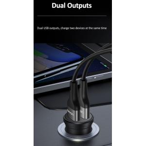 USAMS φορτιστής αυτοκινήτου C20, 2x USB, 2.4A, μαύρο | Αξεσουάρ κινητών | elabstore.gr