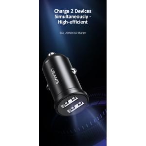USAMS φορτιστής αυτοκινήτου C20, 2x USB, 2.4A, μαύρο | Αξεσουάρ κινητών | elabstore.gr