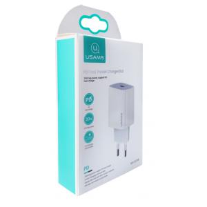 USAMS φορτιστής τοίχου US-CC118, 1x type-C, PD3.0 20W 3A, λευκός | Αξεσουάρ κινητών | elabstore.gr