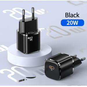 USAMS φορτιστής τοίχου US-CC124, USB Τype-C, 20W, μαύρος | eLabstore.gr