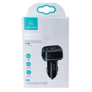 USAMS USB φορτιστής αυτοκινήτου, US-CC126, 3x USB, 80W, μαύρος | eLabstore.gr