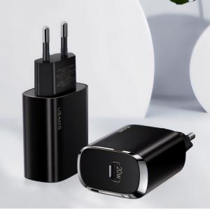 USAMS φορτιστής τοίχου US-CC131, 1x type-C, PD3.0 20W 3A, μαύρος | Αξεσουάρ κινητών | elabstore.gr