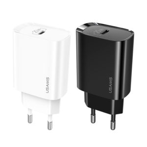 USAMS φορτιστής τοίχου US-CC131, 1x type-C, PD3.0 20W 3A, λευκός | Αξεσουάρ κινητών | elabstore.gr