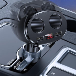 USAMS φορτιστής αυτοκινήτου C16, 2x USB & υποδοχές αναπτήρα, 96W, μαύρος | Αξεσουάρ κινητών | elabstore.gr