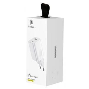 BASEUS φορτιστής τοίχου CCALL-BX02, USB QC 3.0, 24W 3A, λευκός | Αξεσουάρ κινητών | elabstore.gr