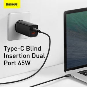 BASEUS φορτιστής τοίχου CCGAN2L-B01, 1x USB, 1x USB Type-C, 65W, μαύρος | Αξεσουάρ κινητών | elabstore.gr
