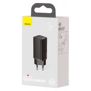 BASEUS φορτιστής τοίχου CCGAN2L-B01, 1x USB, 1x USB Type-C, 65W, μαύρος | Αξεσουάρ κινητών | elabstore.gr