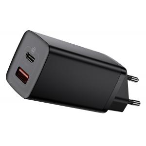 BASEUS φορτιστής τοίχου CCGAN2L-B01, 1x USB, 1x USB Type-C, 65W, μαύρος | Αξεσουάρ κινητών | elabstore.gr