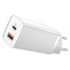 BASEUS φορτιστής τοίχου CCGAN2L-B02, 1x USB, 1x USB Type-C, 65W, λευκός | Αξεσουάρ κινητών | elabstore.gr