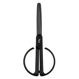 FIZZ ψαλίδι FZ212003-W με χάρακα, μεταλλική λεπίδα, 17cm, μαύρο-λευκό | Αναλώσιμα - Είδη Γραφείου | elabstore.gr
