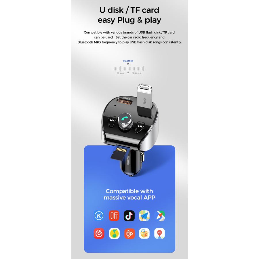 JOYROOM FM transmitter με οθόνη JR-CL02, 2x USB, SD card, 18W, μαύρο | eLabstore.gr JOYROOM FM transmitter με οθόνη JR-CL02, 2x USB, SD card, 18W, μαύρο | Gadgets - Αξεσουάρ | elabstore.gr