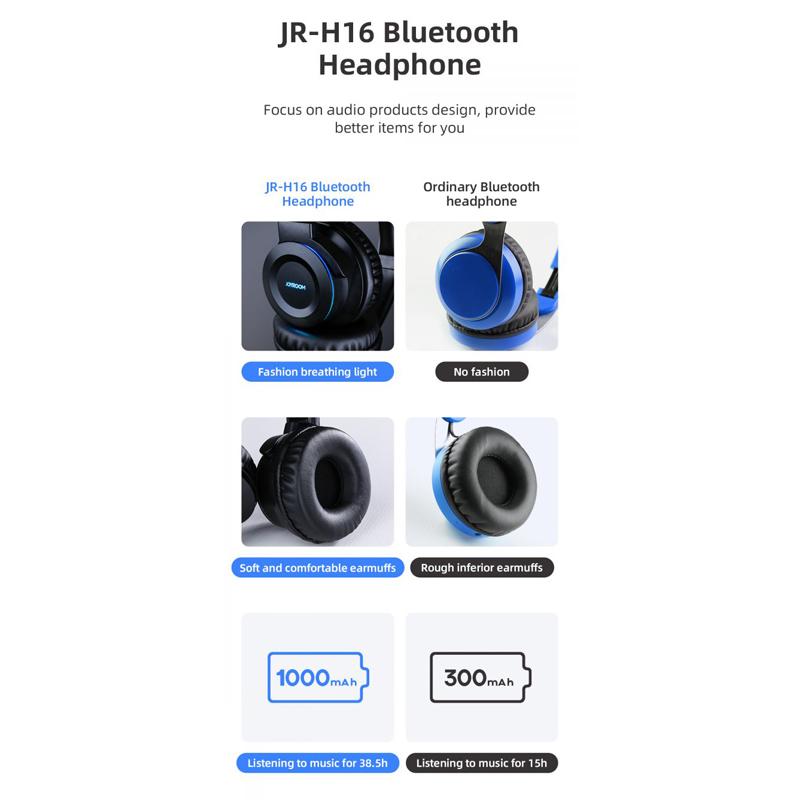 JOYROOM headphones JR-H16, wireless & wired, BT 5.0, μαύρα | eLabstore.gr JOYROOM headphones JR-H16, wireless & wired, BT 5.0, μαύρα | Αξεσουάρ κινητών | elabstore.gr