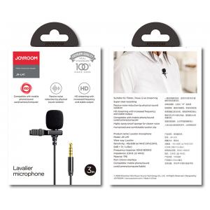 JOYROOM καλώδιο 3.5mm με ενσωματωμένο clip-on μικρόφωνο JR-LM1 3m, μαύρο | Συνοδευτικά PC | elabstore.gr