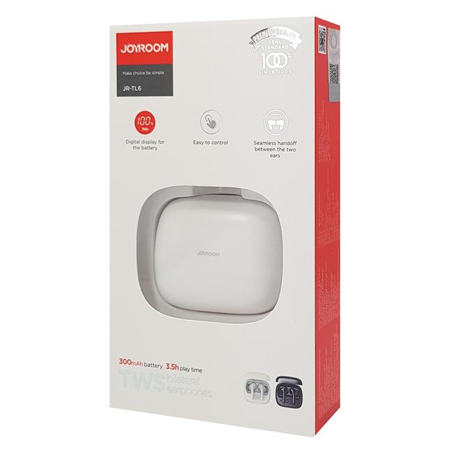 JOYROOM earphones με θήκη φόρτισης JR-TL6, true wireless, λευκά | eLabstore.gr JOYROOM earphones με θήκη φόρτισης JR-TL6, true wireless, λευκά | Αξεσουάρ κινητών | elabstore.gr