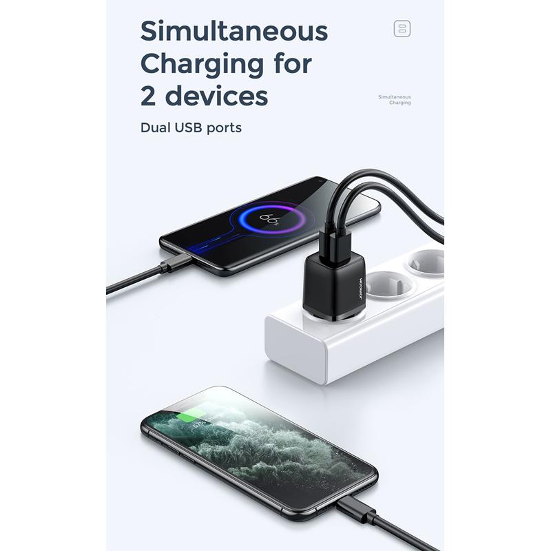 JOYROOM φορτιστής τοίχου L-2A121, 2x USB, 2.4A, μαύρος | eLabstore.gr JOYROOM φορτιστής τοίχου L-2A121, 2x USB, 2.4A, μαύρος | Αξεσουάρ κινητών | elabstore.gr