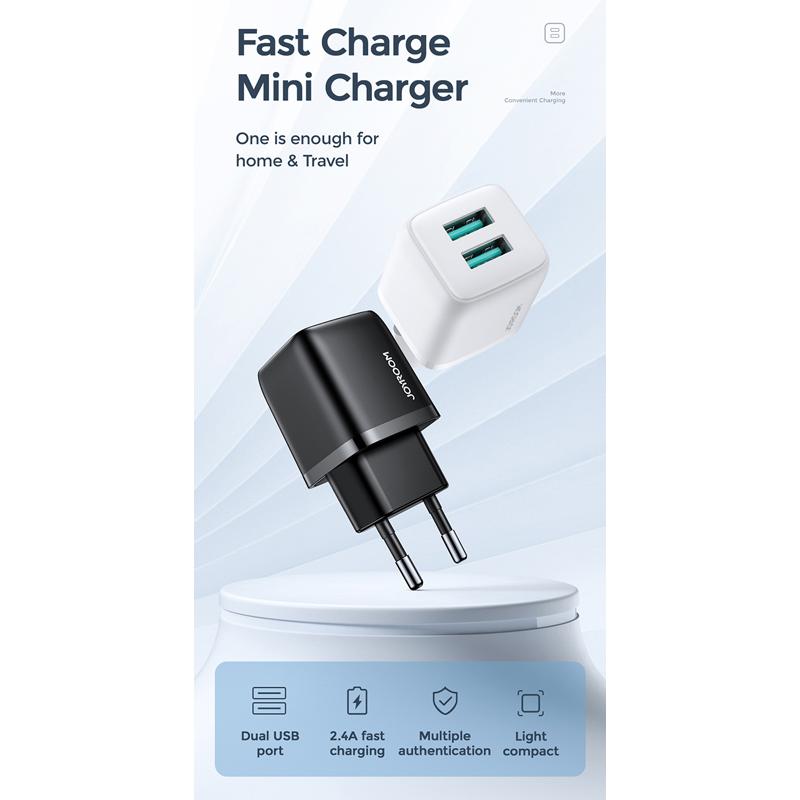 JOYROOM φορτιστής τοίχου L-2A121, 2x USB, 2.4A, λευκός | eLabstore.gr JOYROOM φορτιστής τοίχου L-2A121, 2x USB, 2.4A, λευκός | Αξεσουάρ κινητών | elabstore.gr