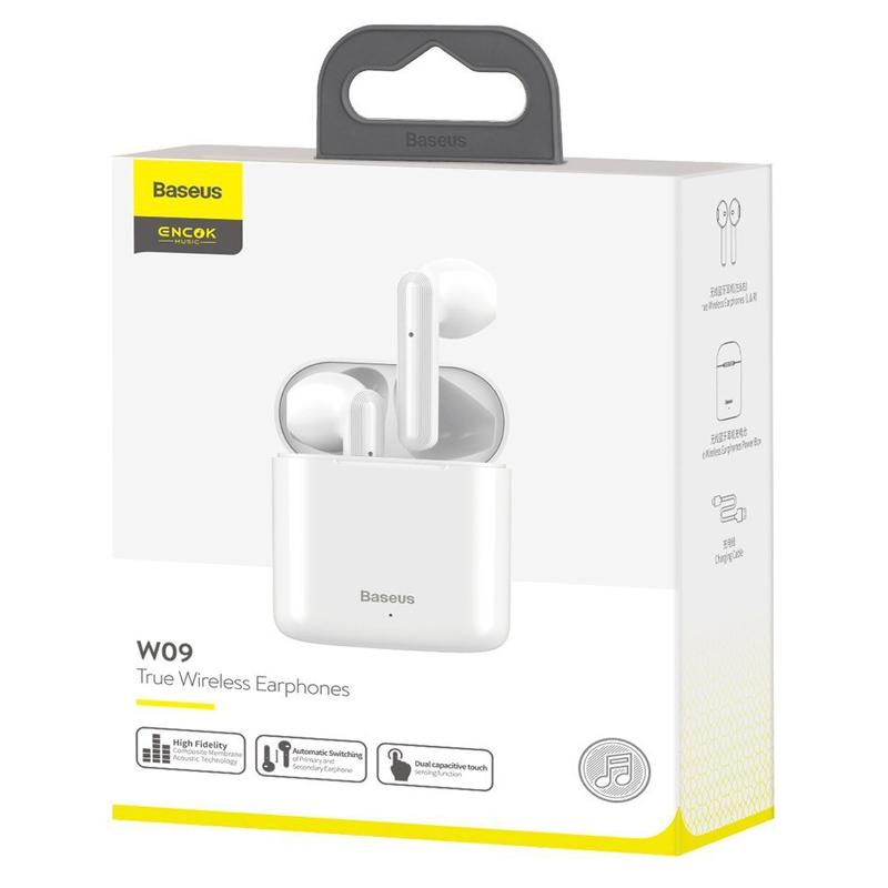 BASEUS earphones ENCOK W09, true wireless, με θήκη φόρτισης, λευκά | eLabstore.gr BASEUS earphones ENCOK W09, true wireless, με θήκη φόρτισης, λευκά | Αξεσουάρ κινητών | elabstore.gr