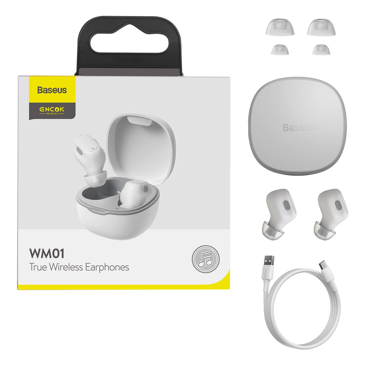 BASEUS earphones ENCOK WM01, true wireless, με θήκη φόρτισης, λευκά | eLabstore.gr BASEUS earphones ENCOK WM01, true wireless, με θήκη φόρτισης, λευκά | Αξεσουάρ κινητών | elabstore.gr