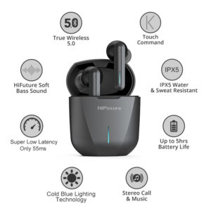 HIFUTURE earphones Radge με θήκη φόρτισης, true wireless, μαύρα | Αξεσουάρ κινητών | elabstore.gr