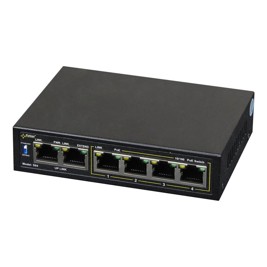 PULSAR PoE Ethernet Switch S64, 6x ports 10/100Mb/s | eLabstore.gr PULSAR PoE Ethernet Switch S64, 6x ports 10/100Mb/s | Κλειστό Κύκλωμα CCTV | elabstore.gr