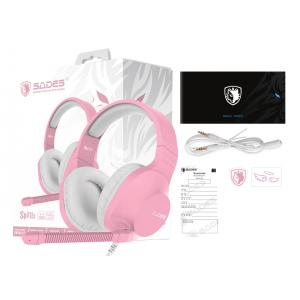 SADES Gaming Headset Spirits SA-721, multiplatform, 3.5mm, ροζ | Συνοδευτικά PC | elabstore.gr