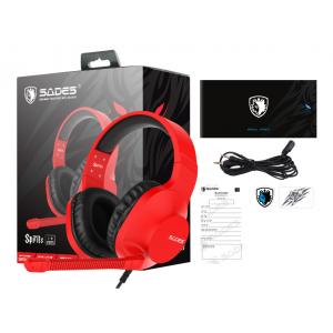 SADES Gaming Headset Spirits SA-721, multiplatform, 3.5mm, κόκκινο | Συνοδευτικά PC | elabstore.gr