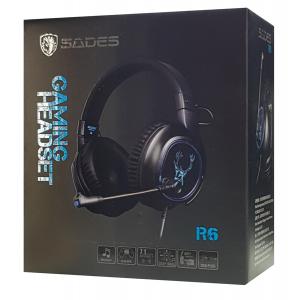 SADES gaming headset SA-R6, USB, 50mm, 7.1CH, LED, μαύρο | eLabstore.gr SADES gaming headset SA-R6, USB, 50mm, 7.1CH, LED, μαύρο | Συνοδευτικά PC | elabstore.gr