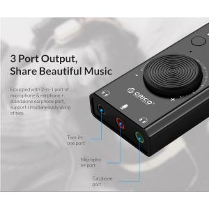 ORICO USB κάρτα ήχου SC2, USB 2.0, 3x 3.5mm, volume control, μαύρο | PC & Αναβάθμιση | elabstore.gr
