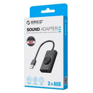 ORICO USB κάρτα ήχου SC2, USB 2.0, 3x 3.5mm, volume control, μαύρο | eLabstore.gr