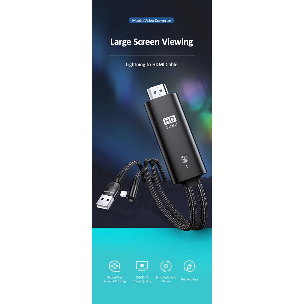 USAMS καλώδιο Lightning σε HDMI U53, με USB τροφοδοσία, 2m, μαύρο | eLabstore.gr USAMS καλώδιο Lightning σε HDMI U53, με USB τροφοδοσία, 2m, μαύρο | Αξεσουάρ κινητών | elabstore.gr
