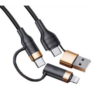 USAMS καλώδιο USB Type-C + Lightning US-SJ483, PD 3A 60W, 1.2m, μαύρο | Αξεσουάρ κινητών | elabstore.gr