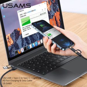 USAMS καλώδιο USB Type-C + Lightning US-SJ483, PD 3A 60W, 1.2m, μαύρο | Αξεσουάρ κινητών | elabstore.gr