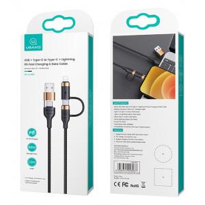 USAMS καλώδιο USB Type-C + Lightning US-SJ483, PD 3A 60W, 1.2m, μαύρο | eLabstore.gr