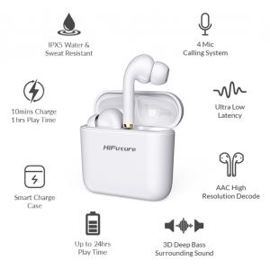 HIFUTURE earphones Smartpods 2 με θήκη φόρτισης, true wireless, λευκά | eLabstore.gr