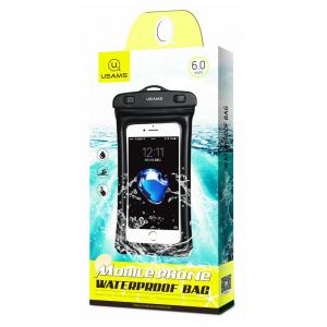 USAMS αδιάβροχη θήκη κινητού YD007, έως 6", IPX8, μαύρη | eLabstore.gr