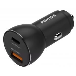 PHILIPS φορτιστής αυτοκινήτου DLP2521-00, USB & Type-C, 36W, μαύρος | Αξεσουάρ κινητών | elabstore.gr