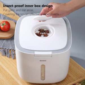 ECOCO δοχείο αποθήκευσης ρυζιού E2029, 5kg, λευκό-γκρι | Οικιακές & Προσωπικές Συσκευές | elabstore.gr
