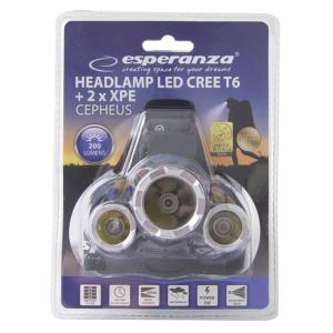 ESPERANZA φακός κεφαλής Cree T6 + 2x XPE Cepheus EOT026, 200LM, μαύρος | Φωτισμός | elabstore.gr