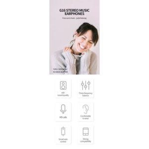 CELEBRAT earphones με μικρόφωνο G16, Type-C, 1.2m, λευκά | Αξεσουάρ κινητών | elabstore.gr