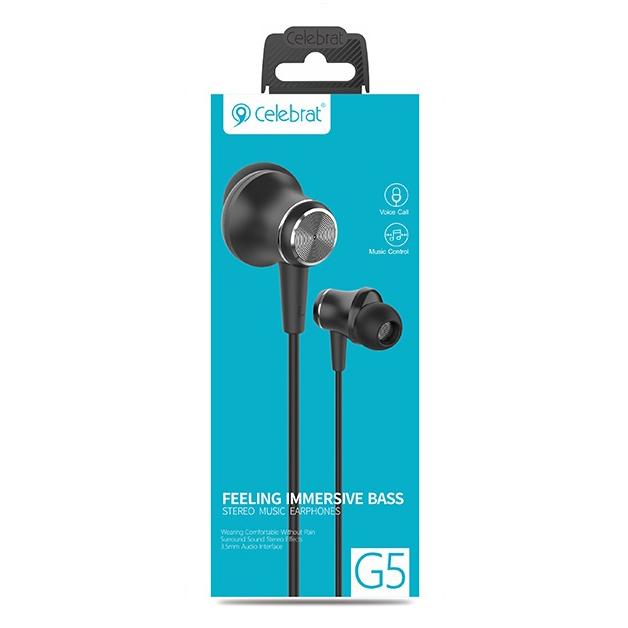 CELEBRAT earphones με μικρόφωνο G5, 3.5mm, 1.2m, μαύρα | eLabstore.gr CELEBRAT earphones με μικρόφωνο G5, 3.5mm, 1.2m, μαύρα | Αξεσουάρ κινητών | elabstore.gr