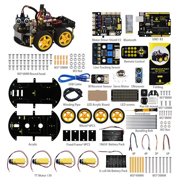 KEYESTUDIO 4WD BT robot car V2.0 kit KS0470, για Arduino | eLabstore.gr KEYESTUDIO 4WD BT robot car V2.0 kit KS0470, για Arduino | Gadgets - Αξεσουάρ | elabstore.gr