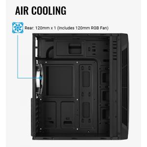 AEROCOOL PC case mid tower SPLIT-G-BK-V1, 192.5x412.5x392mm, 1x RGB fan | PC & Αναβάθμιση | elabstore.gr
