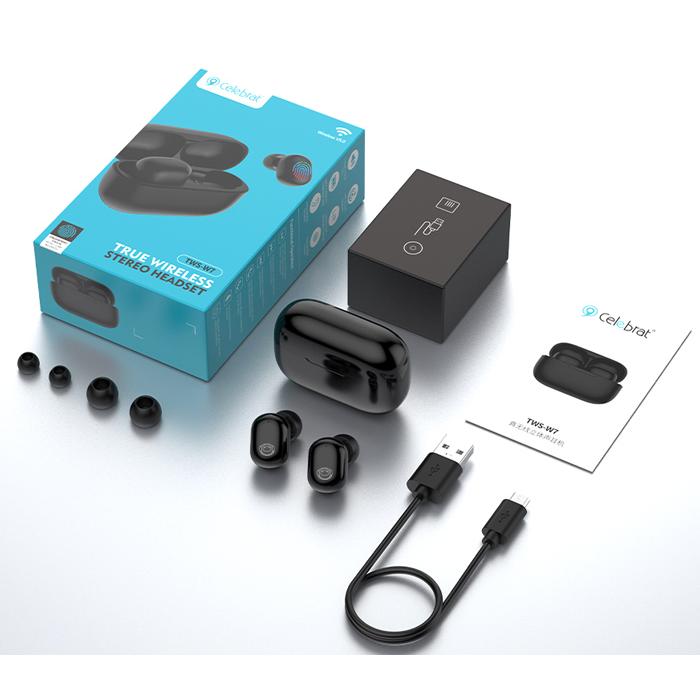 CELEBRAT earphones με θήκη φόρτισης W7, True Wireless, μαύρα | eLabstore.gr CELEBRAT earphones με θήκη φόρτισης W7, True Wireless, μαύρα | Αξεσουάρ κινητών | elabstore.gr